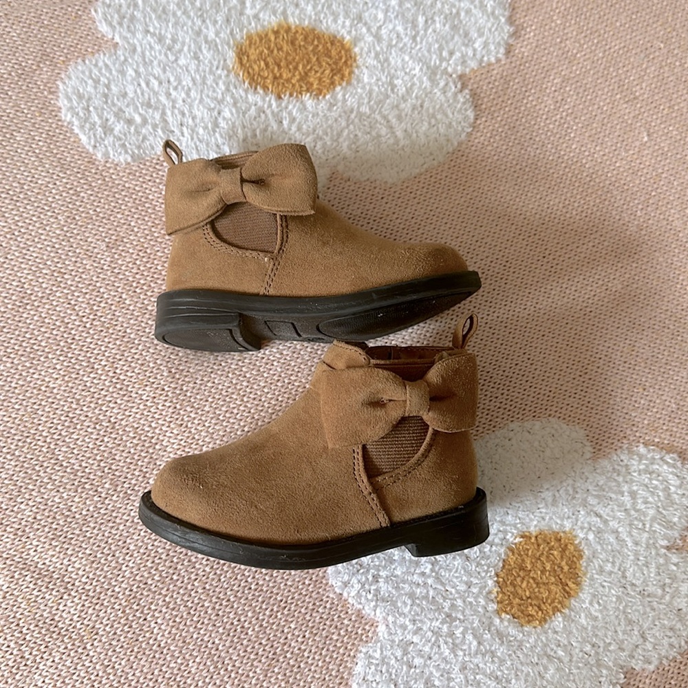 GAP Toddler Brown Suede Bow Ankle Boots